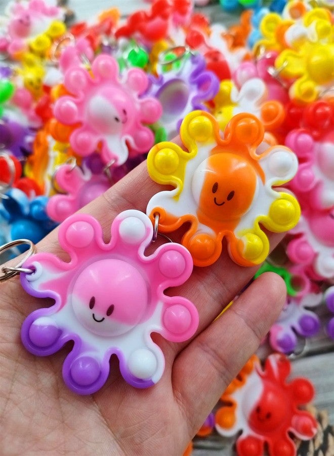 HOZKEAP 100 Packs Bulk Ocean Octopus Mini pop Fidget Assorted Color Cute Sea Creature Keychain,Boys and Girls Kids Birthday Party Favors,Classroom Students Supplies - Image 3
